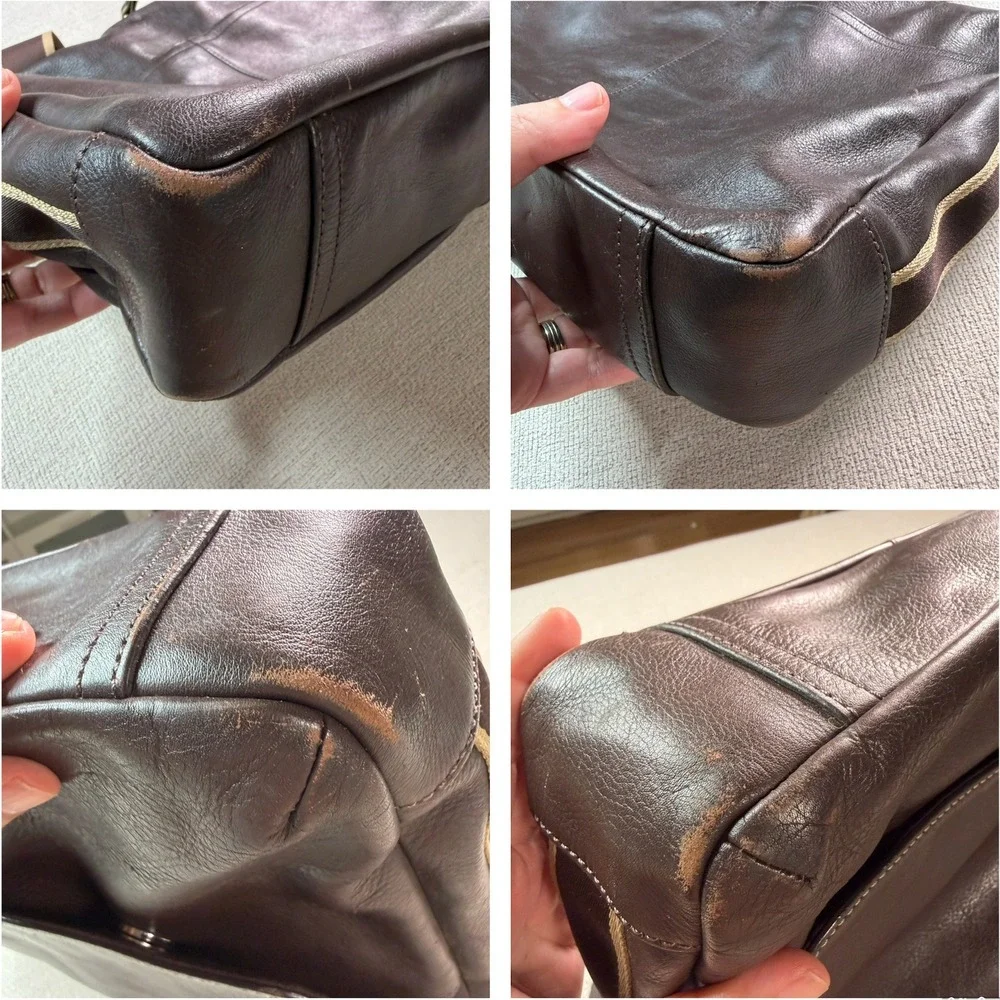 Coach Heritage Web Leather Messenger Bag in Brown Crossbody Unisex Travel Laptop